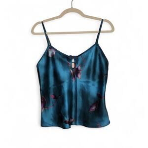 Vintage Angelique Small Cami Tank Top Satin Floral Witchy Fairy Whimsy Shirt